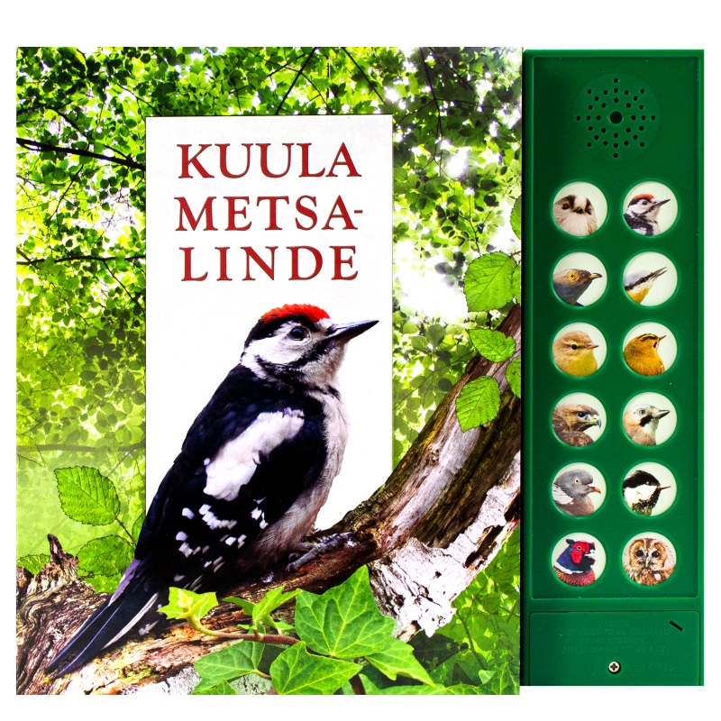Heliraamat "Kuula metsalinde" – 12 ehtsat linnuhäält Realistlike helide ja fotodega laste raamat metsalindudest