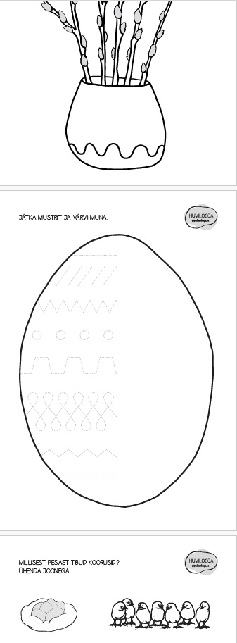 Tasuta Lihavõtete tööleht lastele – ühenda, värvi ja mõtle Huvilooja Lihavõtted tööleht kevadiseks õppetegevuseks