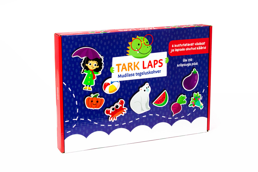 Mahukas tegeluskohver õppevahend krõpskleepsude ja tegevusraamat kustutatavate vildikatega
