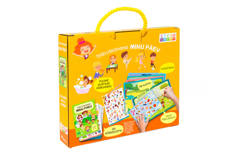 Laste loov kohvrike värvimise ja kleepsudega • Papist kohver: värviraamat ja hõõrdekleepsude komplekt