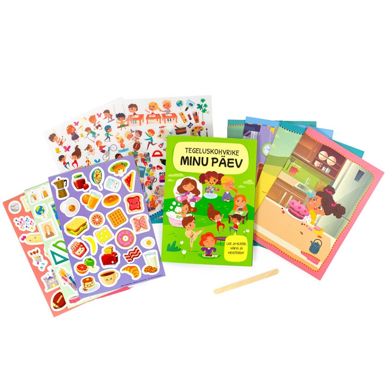 Laste loov kohvrike värvimise ja kleepsudega • Papist kohver: värviraamat ja hõõrdekleepsude komplekt