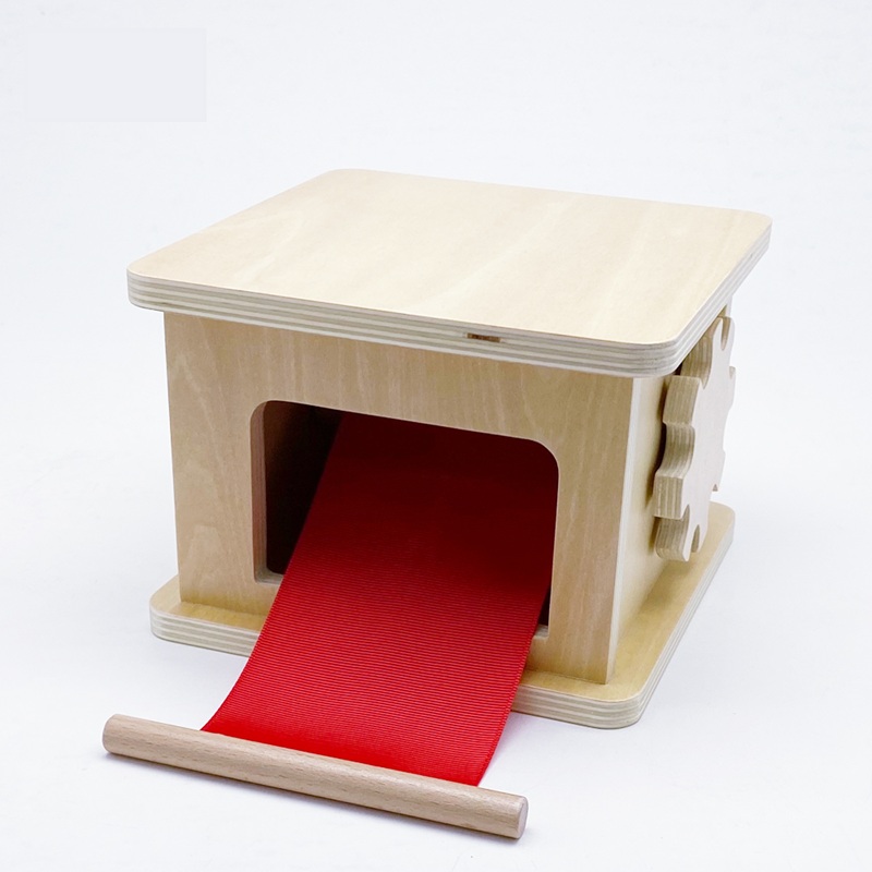 Puidust Montessori kanga tuulik ja kanga kerimise karp peenmotoorika arendamiseks