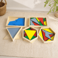 Montessori Constructive Triangles ehituskolmnurgad tasapinnalise geomeetria õppimiseks Montessori Constructive Triangles ehituskolmnurgad tasapinnalise geomeetria õppimiseks