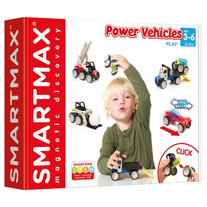 SmartMax Power Vehicles magnetkonstruktor sõidukite ehitamiseks SmartMax 25-osaline magnetiline ehituskomplekt lastele