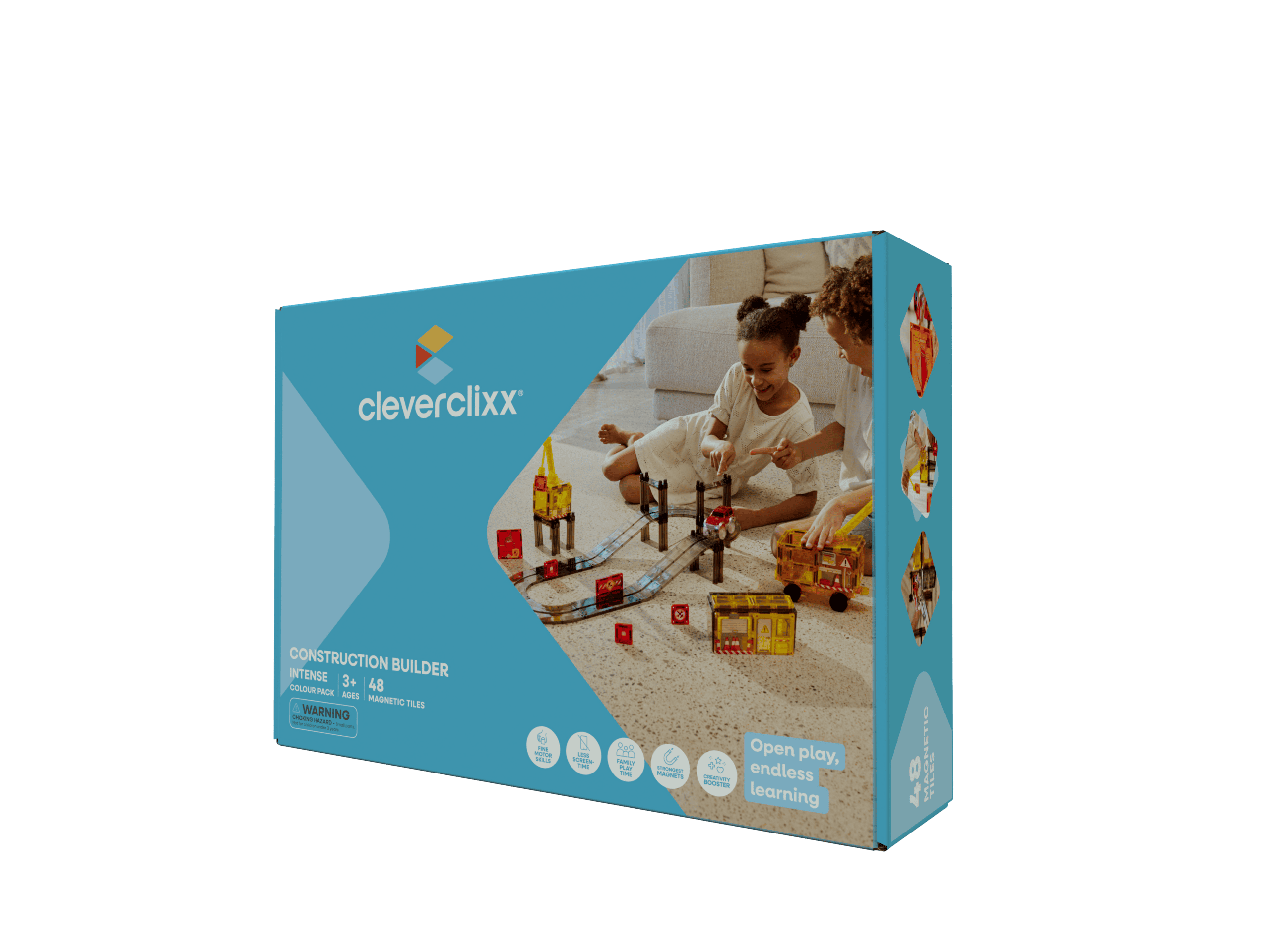 Cleverclixx Construction Builder magnetklotsid ehitusplatsi ja autorajaga 48 osa