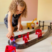 Cleverclixx Construction Builder magnetklotsid ehitusplatsi ja autorajaga 48 osa