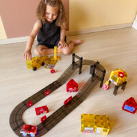 Cleverclixx Construction Builder magnetklotsid ehitusplatsi ja autorajaga 48 osa