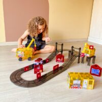 Cleverclixx Construction Builder magnetklotsid ehitusplatsi ja autorajaga 48 osa