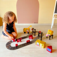 Cleverclixx Construction Builder magnetklotsid ehitusplatsi ja autorajaga 48 osa