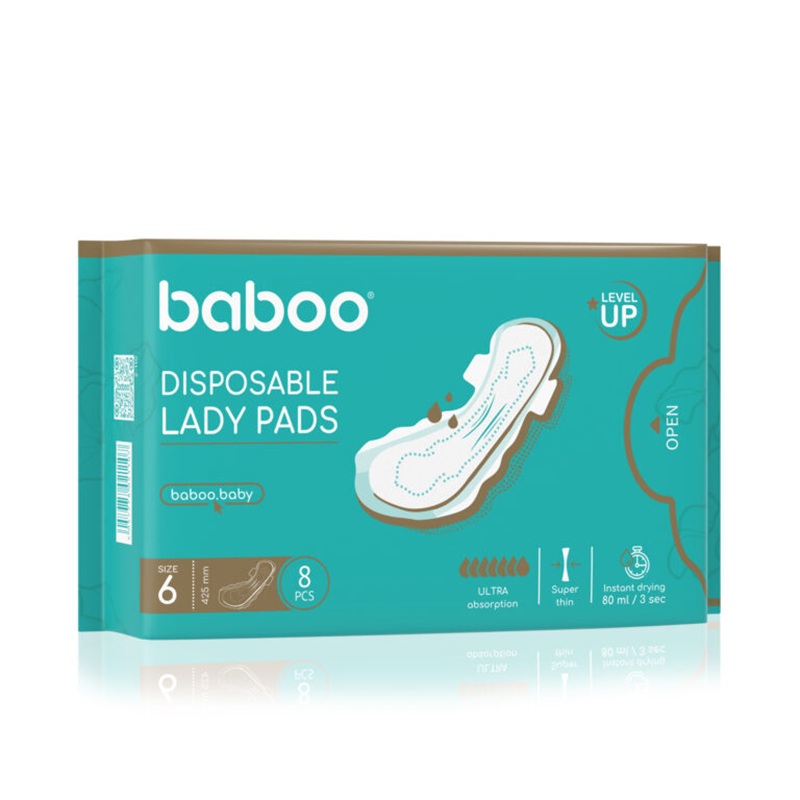 BABOO sünnitusjärgsed hügieenisidemed L 425 mm 8 tk