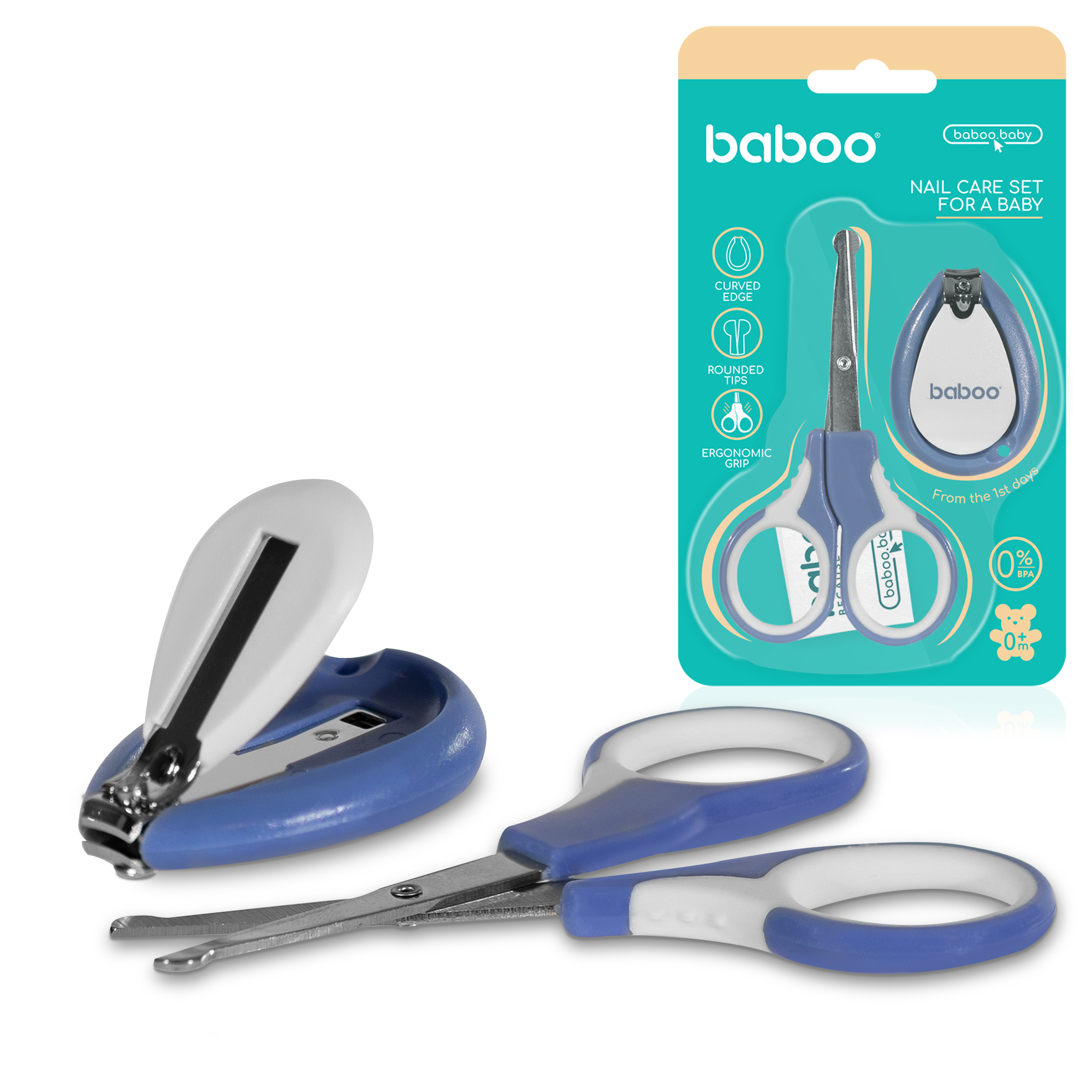 BABOO beebi küünehoolduskomplekt kääride ja küünetangidega 0+ kuud