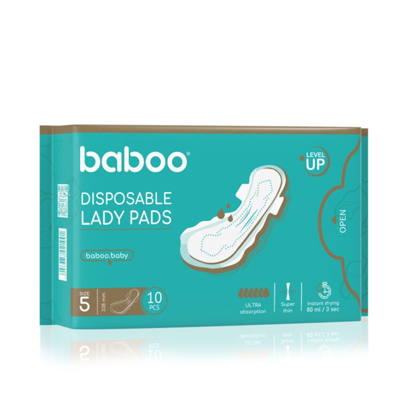BABOO sünnitusjärgsed hügieenisidemed M 340 mm 10 tk