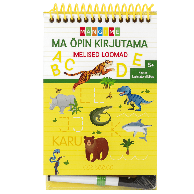 Kustutatav kirjutamisvihik koolieelikule loomateemaliste harjutustega