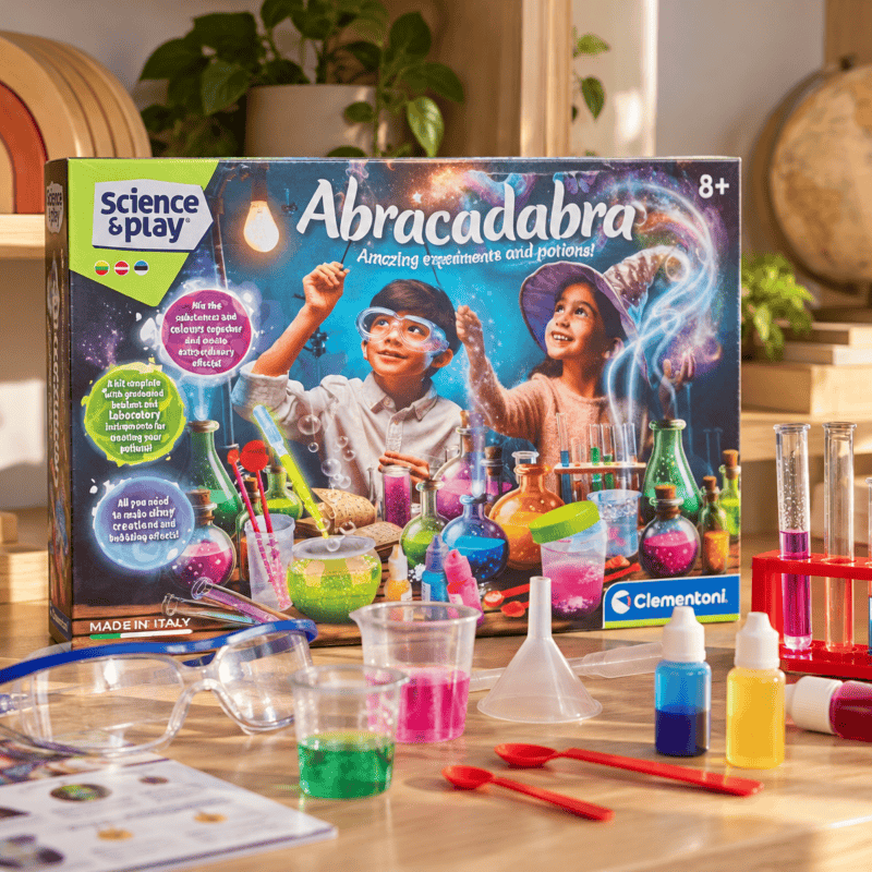 Clementoni Abracadabra teaduskomplekt katsed ja võlujoogid 8+ Clementoni Science & Play keemiakatsete komplekt lastele