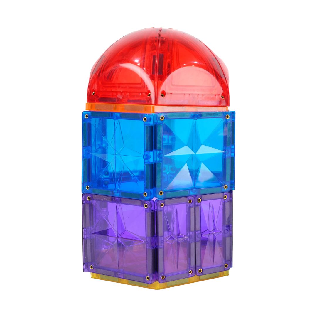 Cleverclixx Curved Dome Pack Intense 47 tk – kumerad kolmnurga kujuga magnetklotsid, mis ühilduvad Connetix ja teiste magnetklotsidega