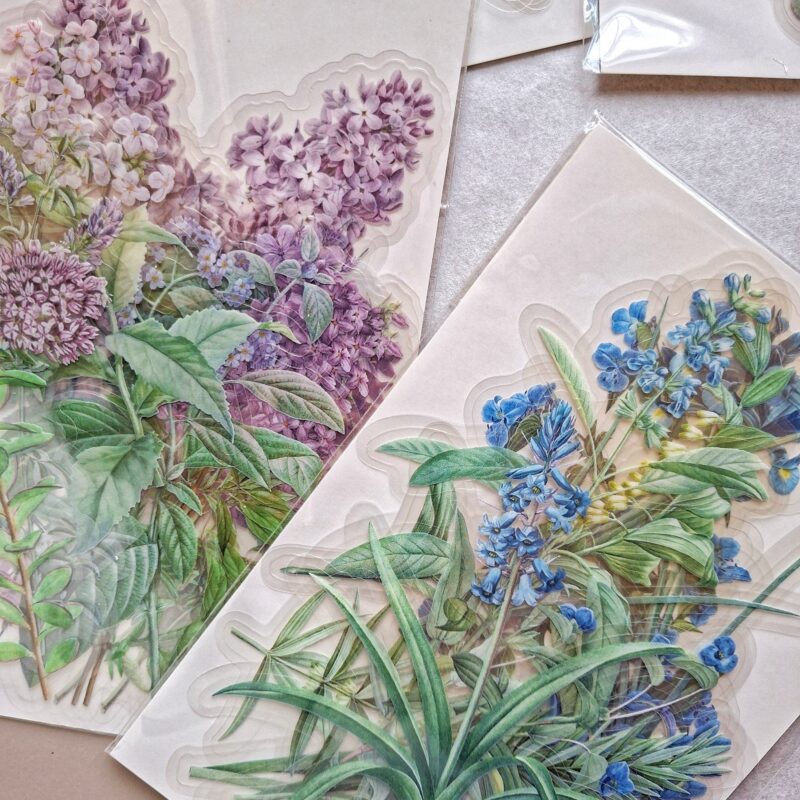 Realistlikud läbipaistva taustaga kleepsud "Sinine lillekimp" 12 tk