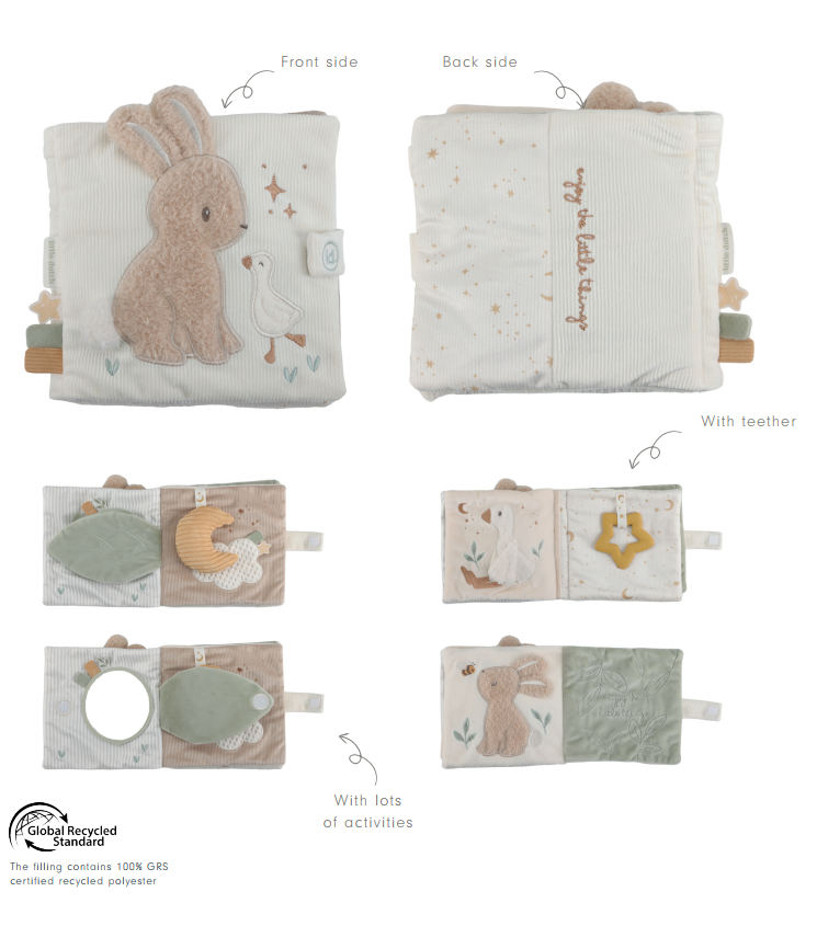 Little Dutch puutu-ja-tunne tegelusraamat – kõristi peegel ja heli elemendid Sensoorne kangast raamat beebile