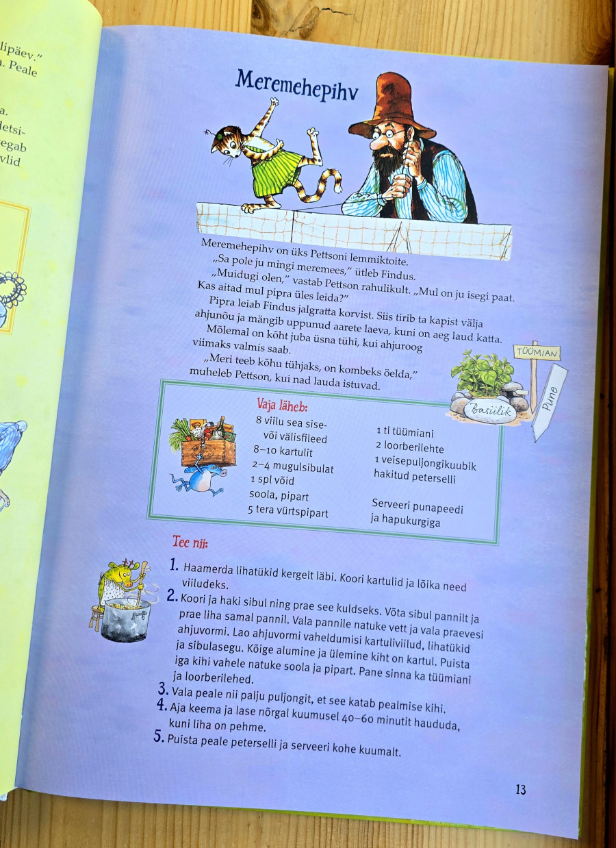 Lasteraamat retseptidega Pettson ja Findus – perega kokkamine ja küpsetamine