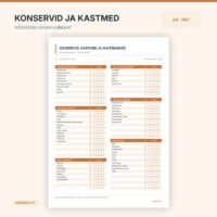 Tasuta köögivarude inventuurilehtede komplekt – sügavkülmiku, kuivainete ning konservide ja maitseainete prinditavad nimekirjad Tasuta köögivarude inventuurilehtede komplekt – sügavkülmiku, kuivainete ning konservide ja maitseainete prinditavad nimekirjad