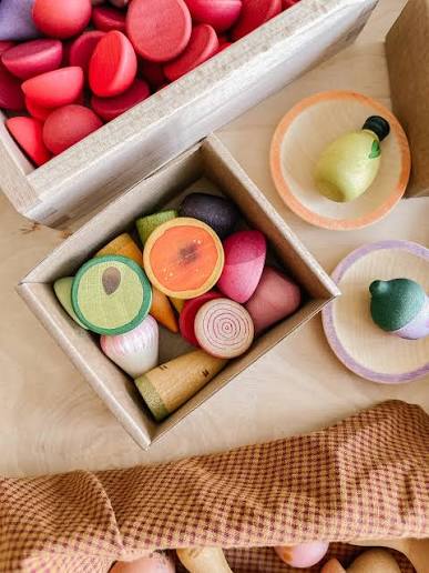 Grapat Veggies käsitsi värvitud puidust köögiviljad mängukööki ja poemängu