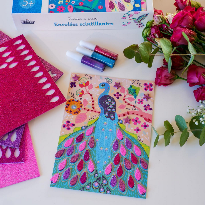 glitterkaartide meisterdamiskomplekt kunstiprojekt lastele meisterdamiskomplekt kaartide tegemine käsitöö kingiidee