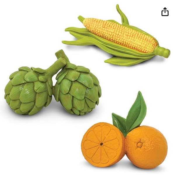 Puu- ja juurviljade minifiguuride komplekt safari realistlikud mängufiguurid mini puuviljad juurviljad köögiviljad