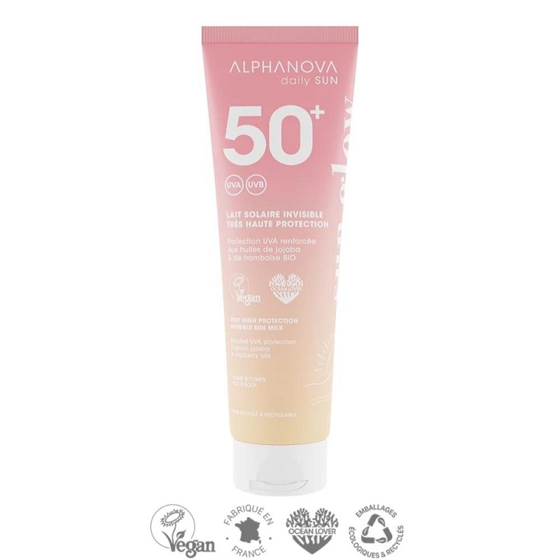 Veekindel Alphanova SPF50 päikesekreem orgaaniline, vaarikaseemne ja jojobaõliga looduslik kogu perele lastele päikesekaitse päevitamine