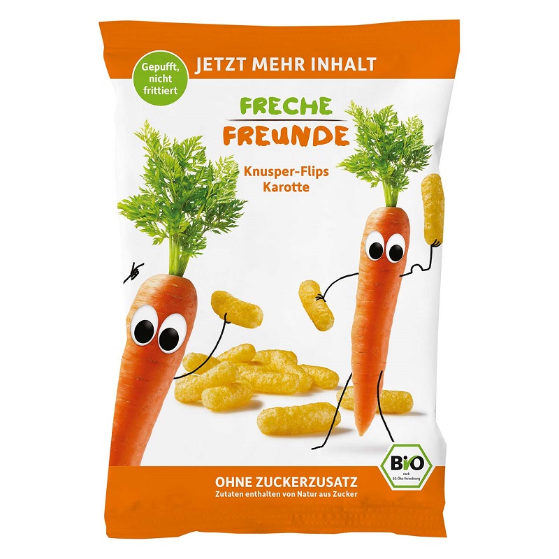 Freche Freunde porgandimaitselised vegan maisipulgad näputoit