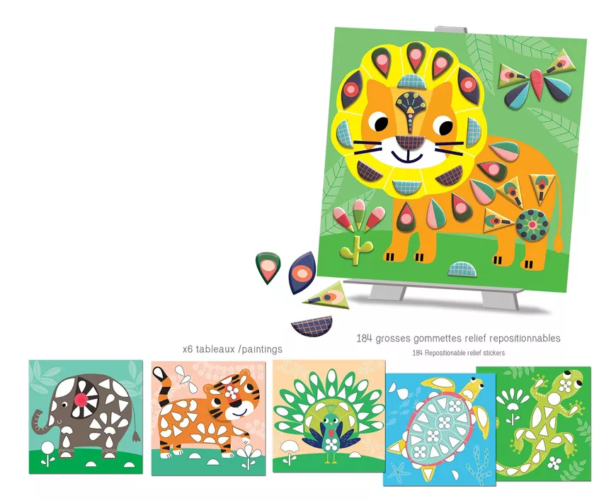 Créa Lign’ kleepsukomplekt värviliste loomadega kinkekomplekt kleepsudega