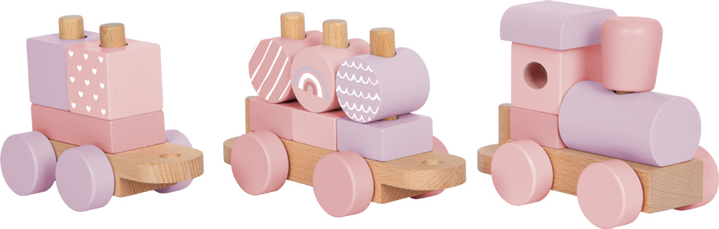 puidust rongikomplekt ja ladumismäng beebile ja väikelapsele