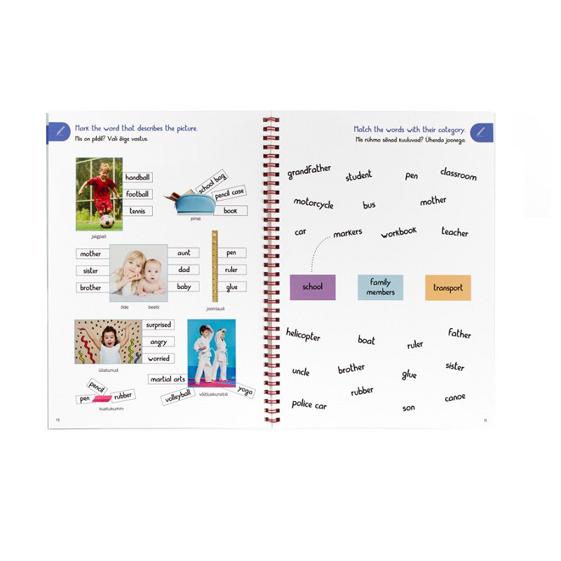 korduvkasutatav inglise keele töövihik õpi inglise keelt kustutatava pliiatsiga