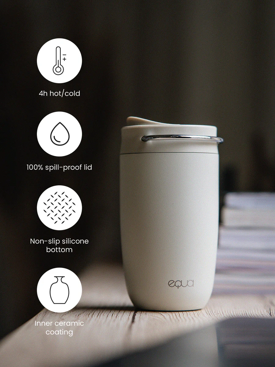 EQUA termoskruus keraamilise sisuga 300 ml
Stiilne lekkekindel termostass hommikukohviks EQUA termoskruus keraamilise sisuga 300 ml Stiilne lekkekindel termostass hommikukohviks