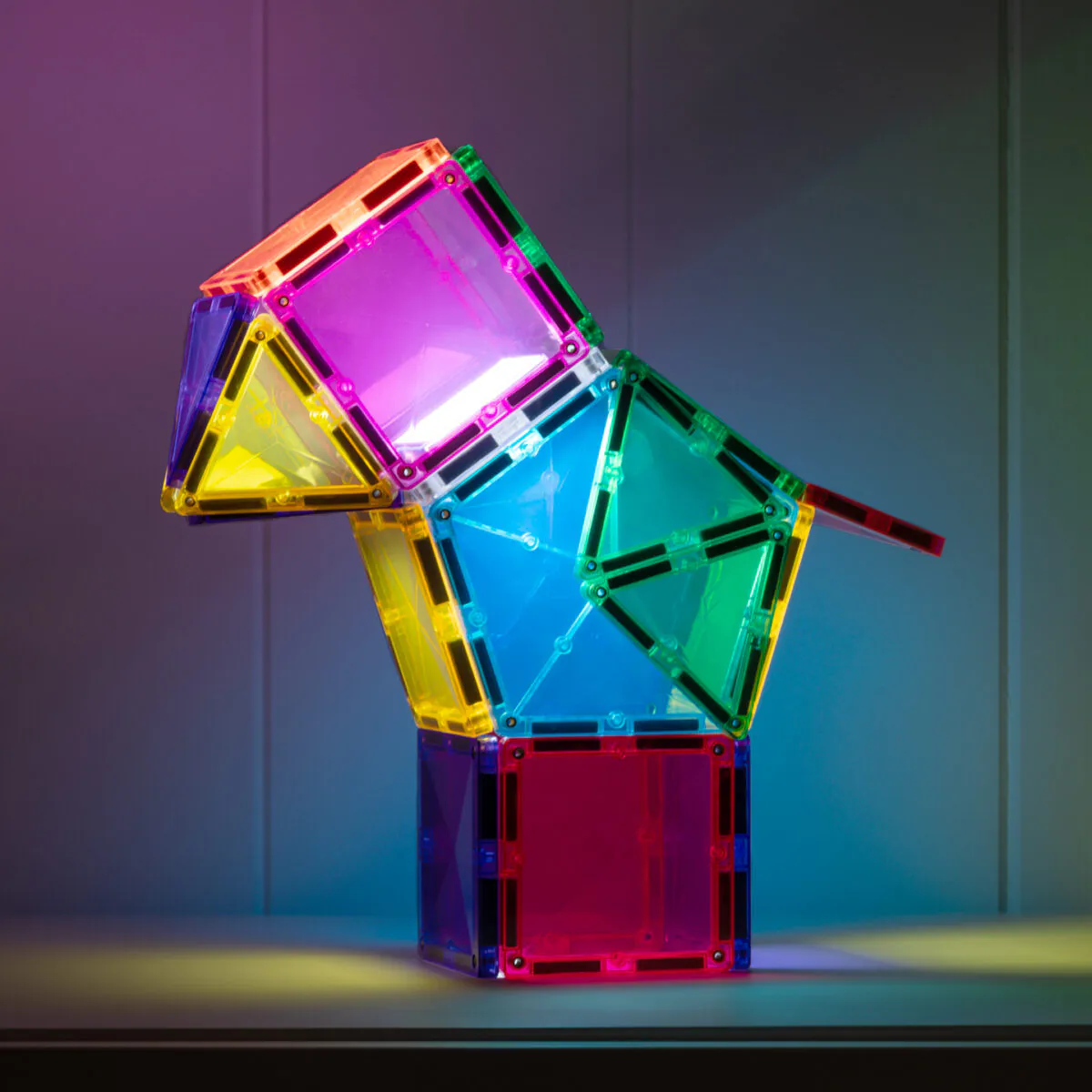 Connetix ametlik edasimüüja connetix rainbow light star pack valgustusega magnetklotsid connetix laetav valgusklots