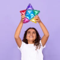 Connetix ametlik edasimüüja connetix rainbow light star pack valgustusega magnetklotsid connetix laetav valgusklots