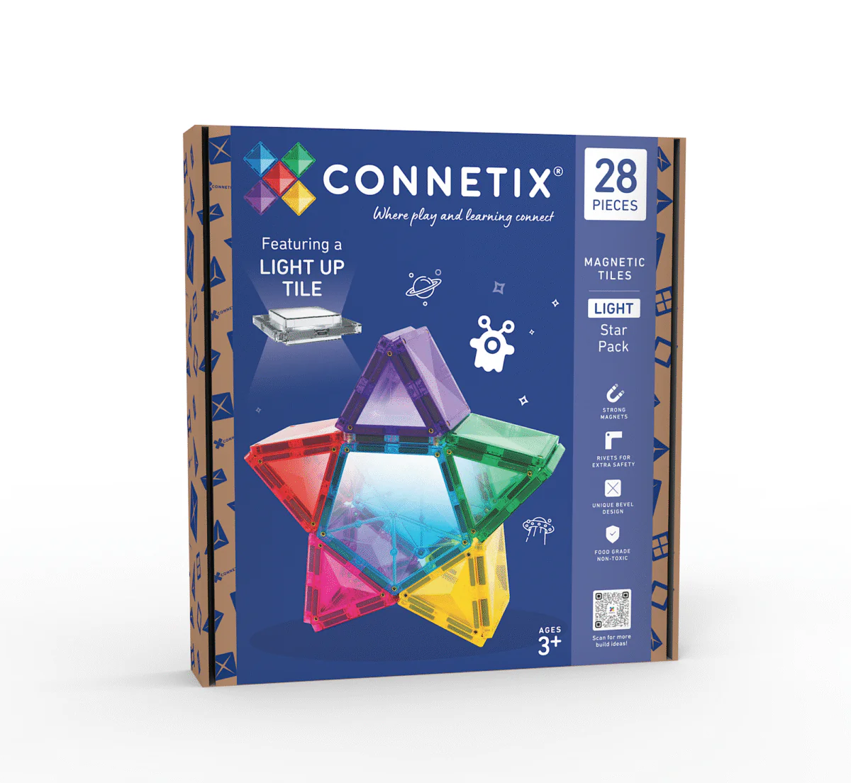 Connetix ametlik edasimüüja connetix rainbow light star pack valgustusega magnetklotsid connetix laetav valgusklots