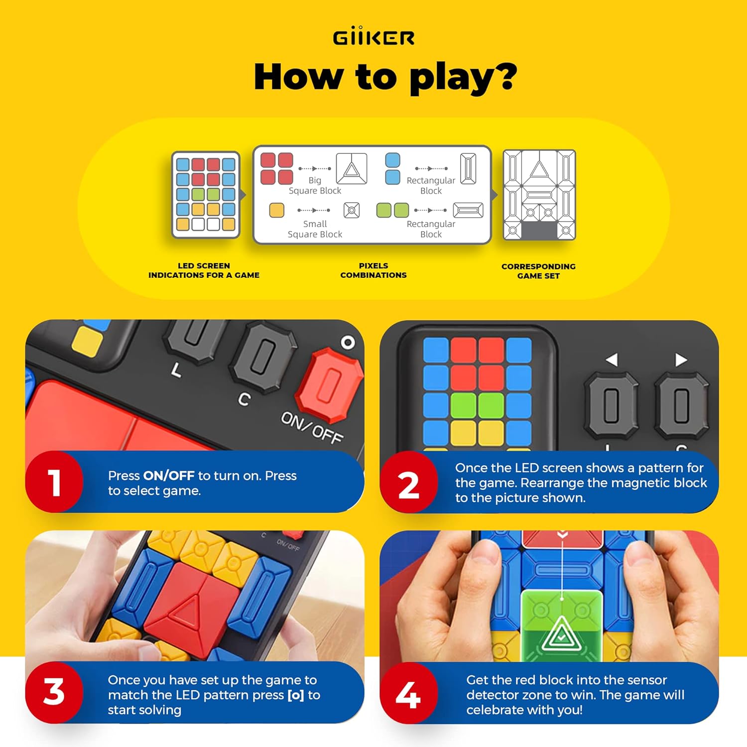 nutikas magnetiline puslemäng lastele ja täiskasvanutele GiiKER ajutreeningu mängukonsool 500+ taset loogikamõistatustega interaktiivne LED ekraaniga puslemäng