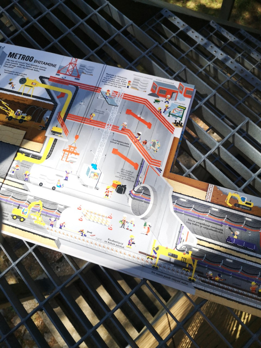 tehnikahuvilise lapse klapiraamat ehitust käsitlev lasteraamat interaktiivne raamat kraanade ja tunnelite, maja ehituse kohta raamat sildade ja hoonete ehitamisest