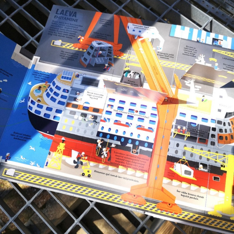 interaktiivne raamat kraanade ja tunnelite, maja ehituse kohta