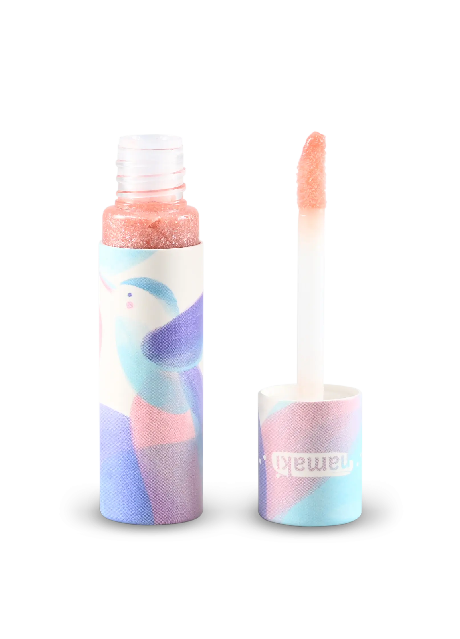 Looduslik meigikomplekt koos lauvärvi ja huuleläikega Namaki meigikott virsikulõhnalise huuleläike ja pärlmutripaleti komplekt