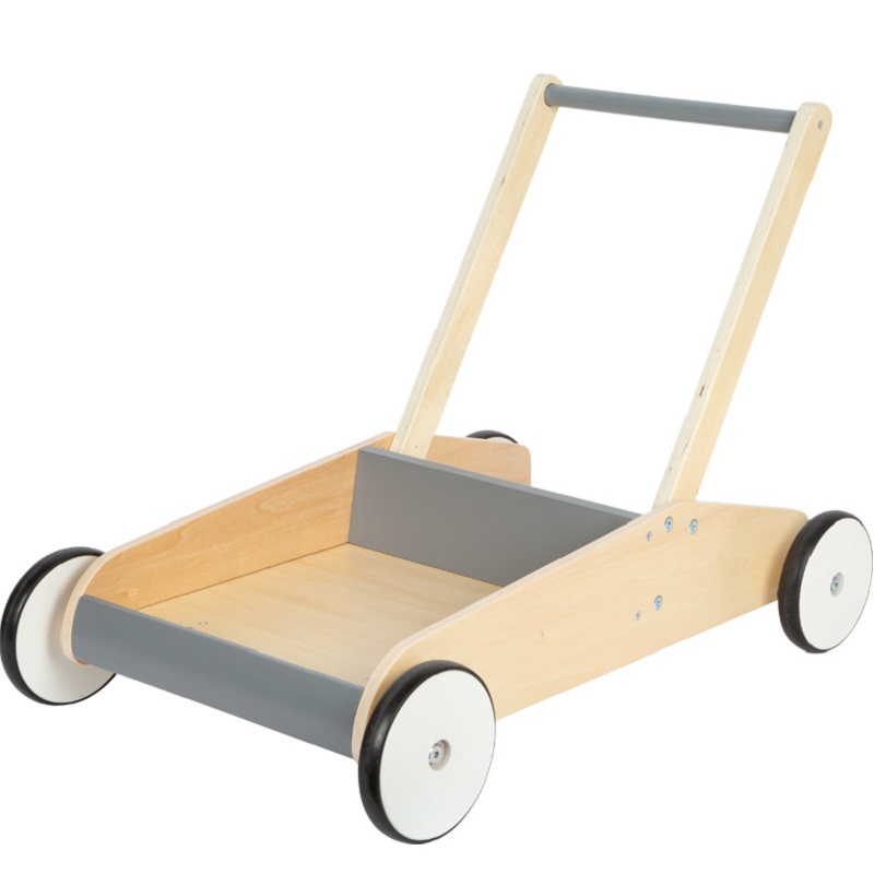 Beebikäru puidust kummiratastega lapsele