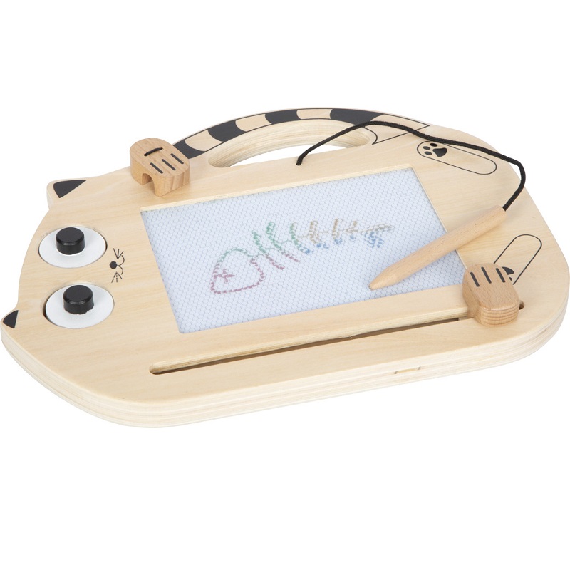 Kassikujuline magnettahvel templitega lapsele Puidust magnetjoonistustahvel väikelapsele