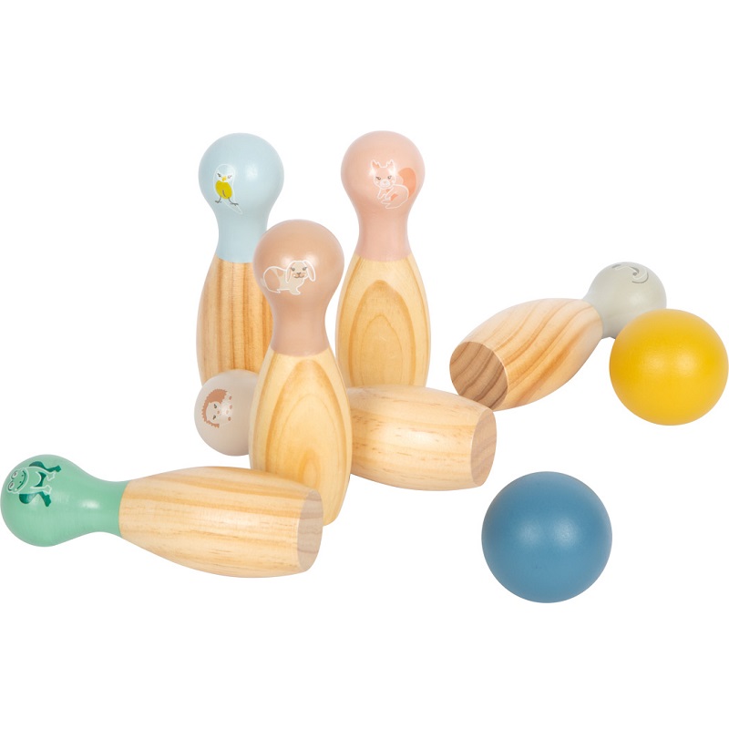 Puidust keeglimäng ja bowling riidest hoiukotis lastele