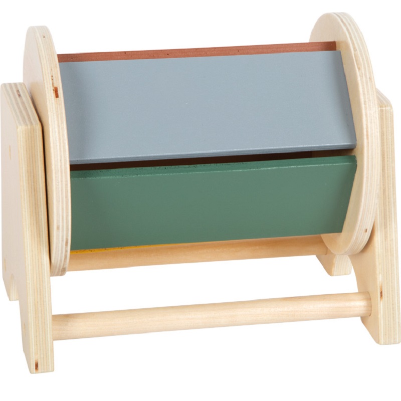 Montessori puidust pöörlev trummel värviliste külgedega