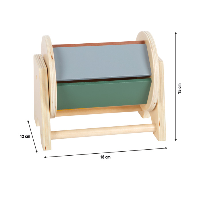Montessori puidust pöörlev trummel värviliste külgedega