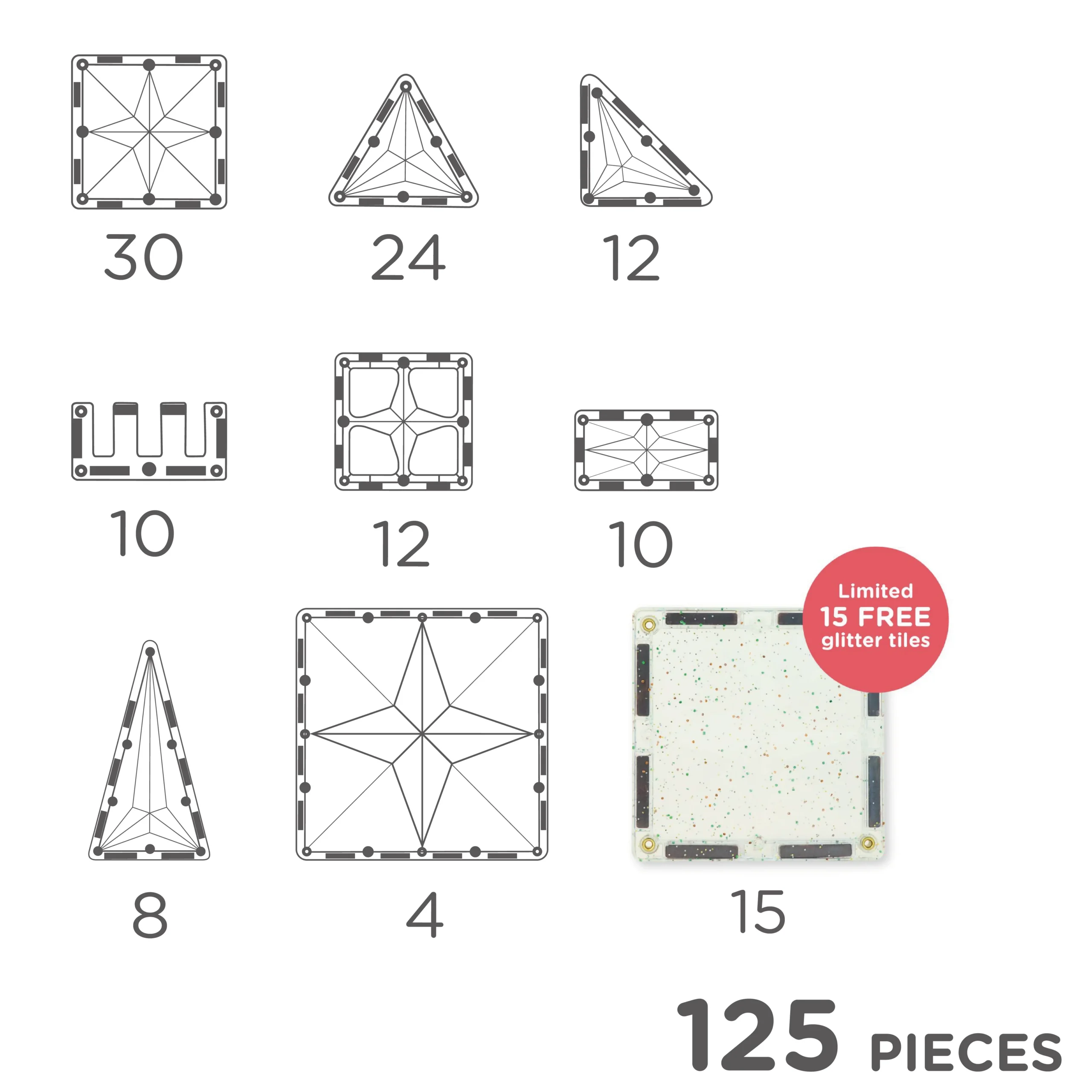 Cleverclixx Inventive Pack Intense sädelevate magnetklotside komplekt 125 osa