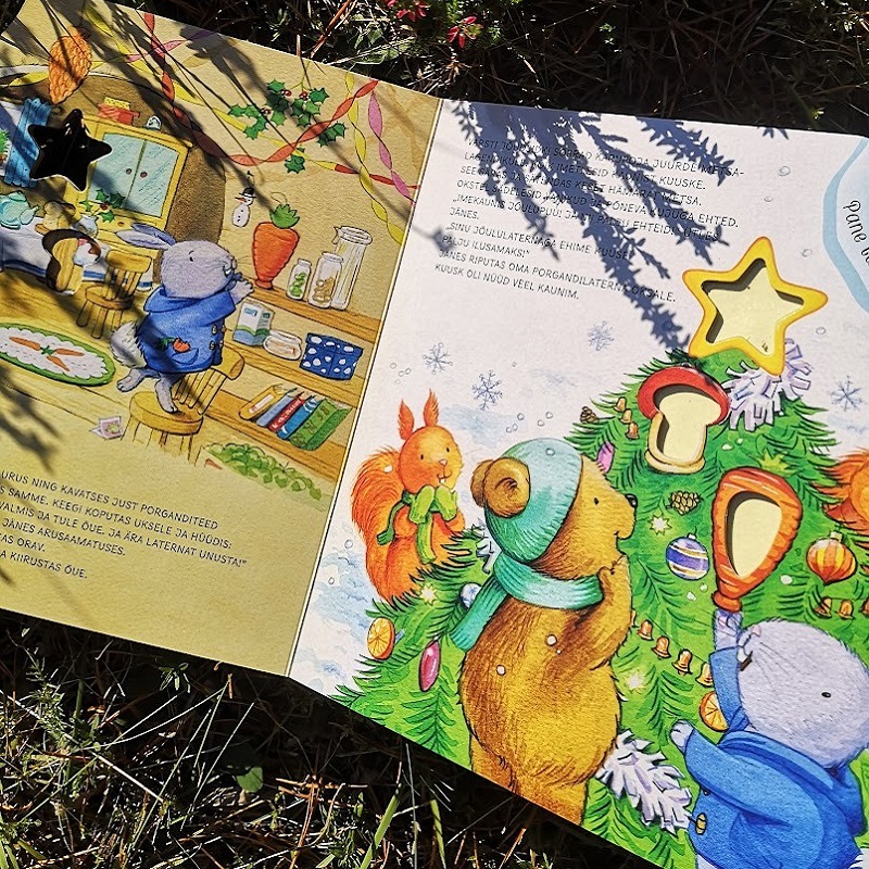Heli ja valgusega raamat „Karupoja jõulupuu“ lastele Interaktiivne jõuluraamat muusika ja tulukestega