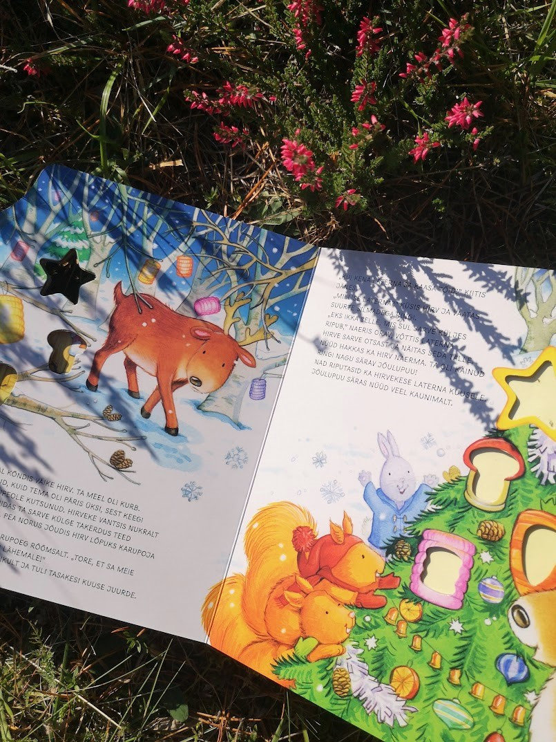 Heli ja valgusega raamat „Karupoja jõulupuu“ lastele Interaktiivne jõuluraamat muusika ja tulukestega