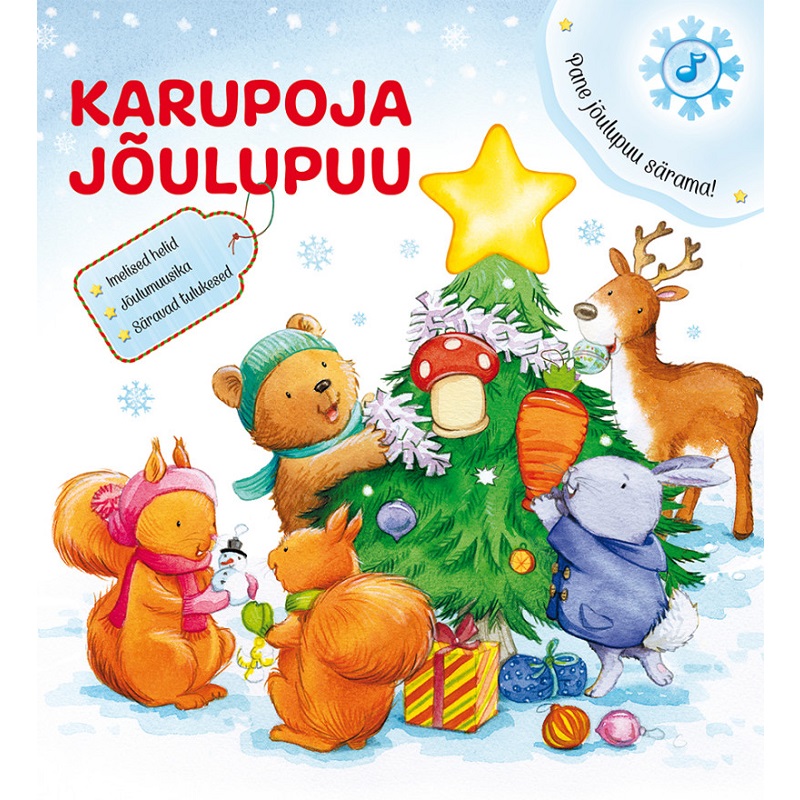 Heli ja valgusega raamat „Karupoja jõulupuu“ lastele Interaktiivne jõuluraamat muusika ja tulukestega