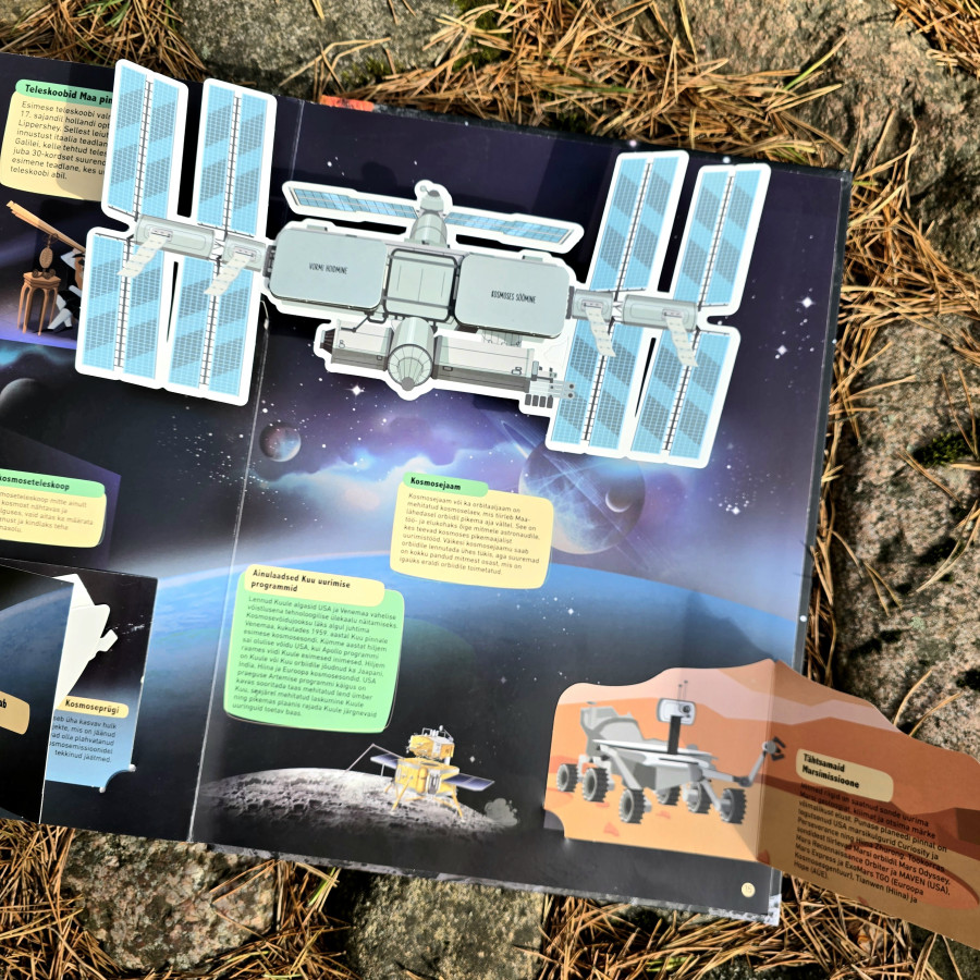 Raamat „Kosmos“ – 3D ja klappidega pappraamat lastele