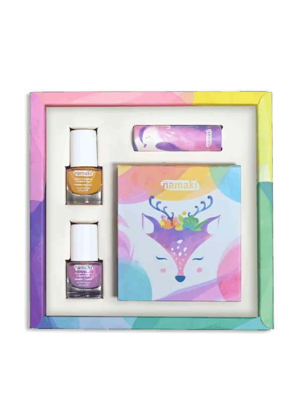 Namaki suur meigikomplekt lauvärvi, huulepulga ja küünelakkidega Looduslik ja vegan lastekosmeetika kinkekomplekt